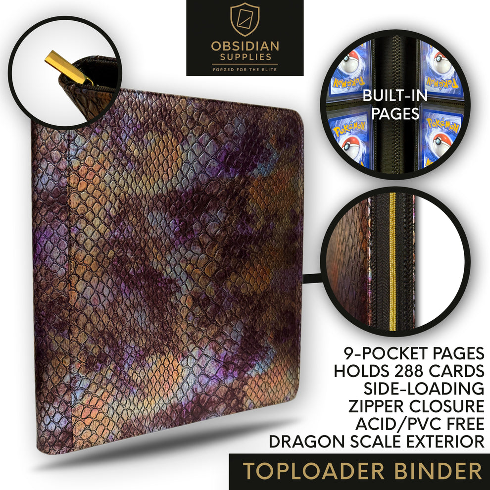 Obsidian Supplies 9-Pocket Top Loader Binder | Dragon Scale Exterior | Gnome Nation Games Obsidian Supplies 9-Pocket Top Loader Binder | Dragon Scale Exterior | Gnome Nation Games