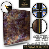 Obsidian Supplies – 9-Pocket Top Loader Binder | Dragon Scale Exterior | Casino Red Interior | Holds 288 Cards