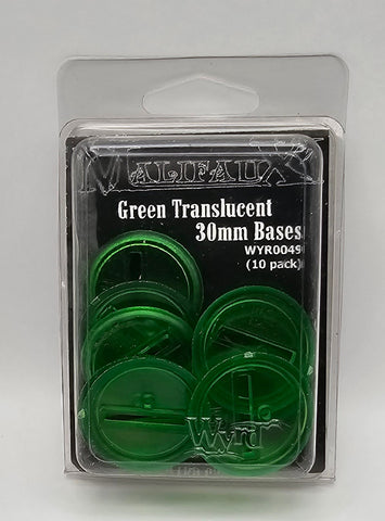 Green Translucent Bases 30mm (10) by Wyrd Miniatures
