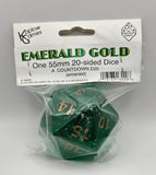 KOP18220 Emerald Countdown Die Gold Numbers D20 55mm (2.17in) Pack of 1