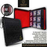 Trackable Top Loader Binder – Premium Top Loader Binder | Obsidian Supplies | 216 CT | 24 Page | Tracking Device Slot